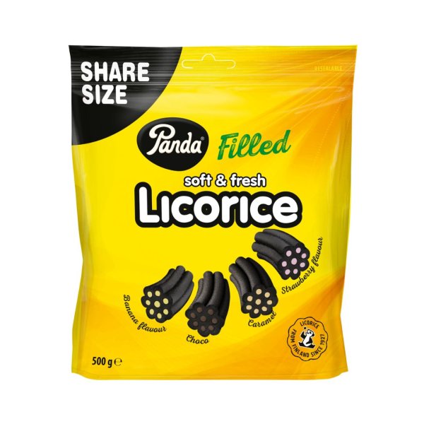 Panda Lakritz gelb Licorice Filled soft & fresh 500g